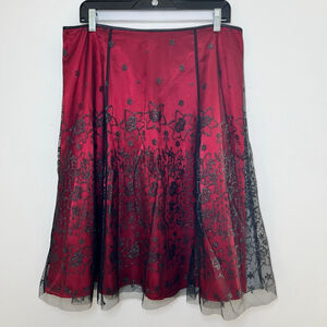 Adrianna Papell Midi Skirt Lace Mesh Whimsigoth Fairy Goth Vamp Dark Romantic